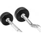 Pair of Warrior Pro-Style fixed barbells with black rubber plates and chrome handles on white background