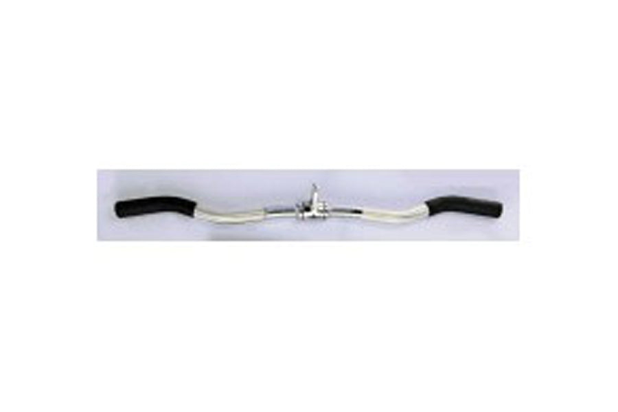 Warrior Revolving 28" Solid Curl Bar with chrome center and black grip handles on white background