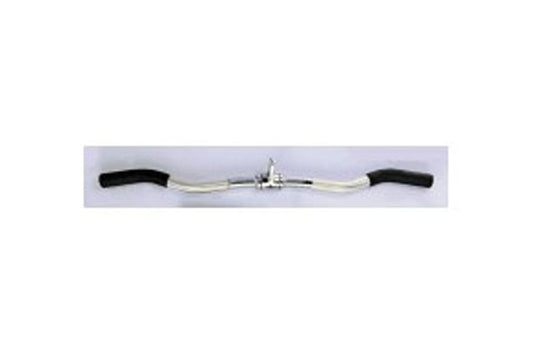 Warrior Revolving 28" Solid Curl Bar with chrome center and black grip handles on white background