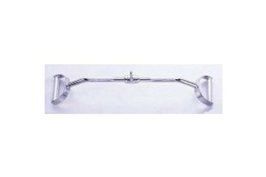 Chrome revolving pro-lat bar with fixed handles on white background