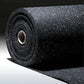 Rolled black rubber gym flooring with white speckled pattern, shown on white background