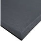 Charcoal gray rubber gym mat with textured dimple surface and beveled edges, flat lay view