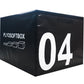 Black stackable plyo box labeled "04" with "PLYOSOFTBOX" text and box progression graphics on white background