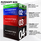 Stacked plyo box set with four color-coded boxes (green, blue, red, black) featuring lift straps, quality leather, velcro str