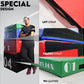 Warrior Soft Stackable Plyo Box Set in red, blue, and green with lift strap and velcro strap details, worn by model
