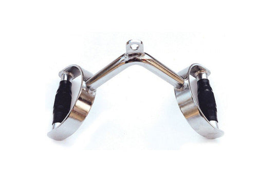 Warrior Solid Dual Purpose Bar with chrome finish, black rubber grips, and angled handles on white background