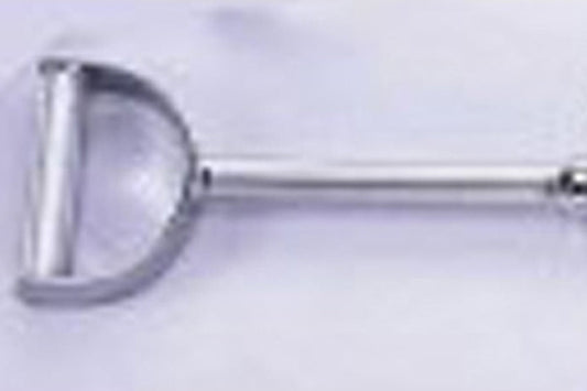 Warrior Solid Lat Bar 34 inches with metal handle and curved attachment, on purple background