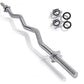 Warrior Standard 1-inch EZ-curl bar with threaded spin-lock collars and rubber washers on white background