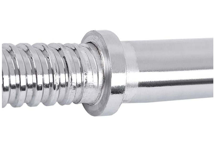 Warrior Standard 1" EZ-Curl Bar with threaded spin-lock collar and chrome-plated steel shaft on white background