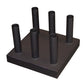 Warrior Vertical Floor 4 Olympic Bar Holder with black foam cylinders on square base, flat lay on white background