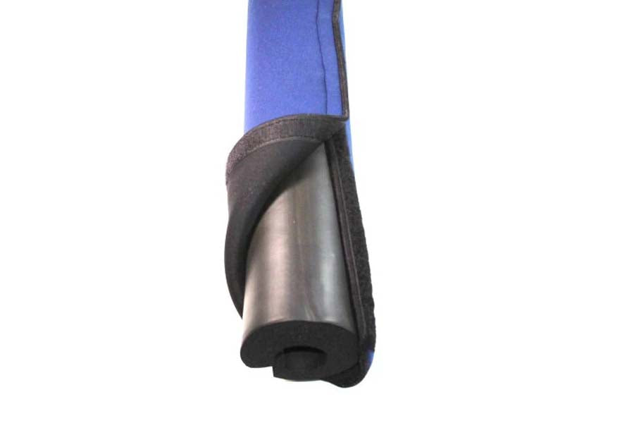 Warrior Weight Bar Pad with blue velcro sleeve and black foam padding on white background