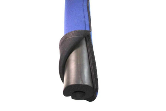 Warrior Weight Bar Pad with blue velcro sleeve and black foam padding on white background