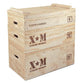 Stacked light wood plyometric training boxes with "Xtreme Monkey" branding, labeled 6", 12", and 15" heights, featuring handl