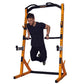 Powertec WorkBench Half Rack with yellow and black frame, man performing pull-up exercise on white background