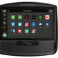 Matrix E50 elliptical display console showing entertainment apps including Netflix, Hulu, Spotify, and YouTube on black scree