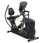 Black Octane XR650 recumbent elliptical with padded seat, handles, and digital display on white background