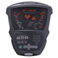 Octane XR650 commercial recumbent elliptical console with red LED display showing workout metrics and heart rate icons on dar