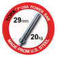 York 7' USA Power Bar, 29mm diameter, 20kg capacity, chrome steel barbell on white background