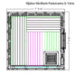 Alpina Medium Panorama sauna floor plan showing 7'5-3/4" width and 7'5-3/4" height with colored layout zones