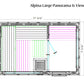 Alpina Large Panorama & View sauna floor plan with dimensions, showing layout with green and pink shading and measurement ind