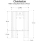Charleston 6x6 canopy barrel sauna floor plan with interior dimensions, heater placement, and door location
