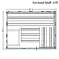 Everwood small sauna left view floor plan with dimensions 81-7/8 inches wide by 62-1/4 inches tall, featuring horizontal benc