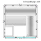 Everwood large sauna floor plan schematic showing 80-3/8 inch width, 80-3/8 inch height, horizontal bench seating on left and