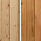 Light pine and medium cedar wood planks with natural grain patterns and knots, shown in flat lay comparison view