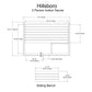 Hillsboro 2-person indoor sauna technical schematic showing dimensions, bench configuration, and door opening specifications