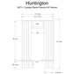 Huntington 6x7+1 canopy barrel sauna technical schematic showing dimensions, vertical wood slat construction, interior heater