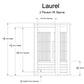 Laurel 2 person infrared sauna front technical diagram with door and bench dimensions on white background