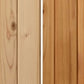 Wood paneling showing natural grain and knots in light to medium tan tones, representative of sauna interior construction