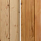 Light pine and warm cedar wood sauna interior paneling with vertical grain detail and natural knots, flat lay comparison