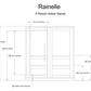 Rainelle 4-person indoor sauna schematic showing dimensions including 24-inch door opening, 71.5-inch door height, and upper 