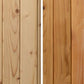 Light and medium wood paneling showing vertical grain patterns and knots, flat lay comparison of natural wood finishes
