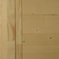 Natural pine wood sauna interior with horizontal shiplap paneling and visible knots on white background