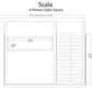 Scala 4 person cabin sauna architectural floor plan with dimensions, showing window and privacy fence specifications