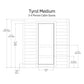 Tyrol Medium 3-4 person cabin sauna technical diagram with dimensions, including 80-5/16 inch outside height, 24-5/8 inch doo