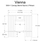 Vienna 6x4+1 canopy barrel sauna 2-person with technical dimensions diagram showing heater, door, and benches on white backgr