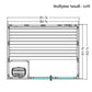 Wolfpine Small left sauna top view schematic showing dimensions 81-7/8 by 61-3/8 inches with horizontal slats and control pan