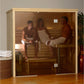 Almost Heaven Worthington indoor sauna with light wood frame, glass doors, and interior cedar benches, three people inside de