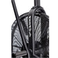 Black stationary assault bike with mesh fan wheel and "Assault" branding on frame, white background