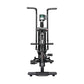 Black upright air bike with digital monitor display, dual handles, pedals, and wide base on white background