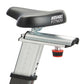 Assault Fitness exercise bike seat and handlebars detail with resistance adjustment knob on white background