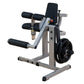 Body-Solid Cam Series Leg Extension & Curl machine with gray steel frame, black padded seats and leg attachment, weight plate