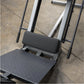 Body-Solid leg press and hack squat machine with black textured platform, padded backrest, and silver and black metal frame o