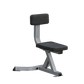 Body-Solid utility bench with black padded seat and backrest, gray metal frame, on white background