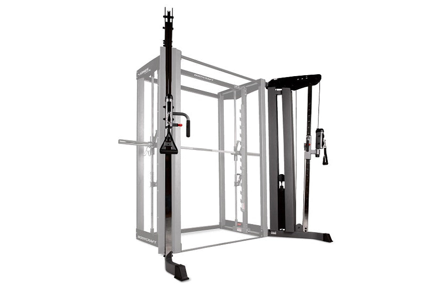 BodyCraft Jones Light Commercial Lat Pulldown machine with black and gray metal frame on white background