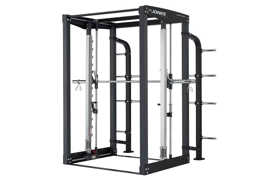BodyCraft Jones black and white light commercial lat pulldown machine with cable system and adjustable seat on white backgrou