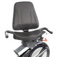 Black padded seat and backrest on BodyCraft SCT400g seated elliptical crosstrainer with handlebars and foot pedal, shown on w